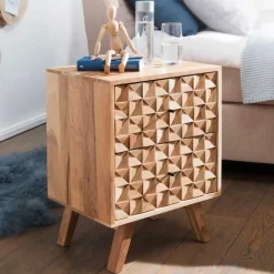 Online Wohnen Design Holz Nachtkommode aus Akazie - Liniavo