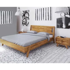 New Wohnen Design Holzbett aus Wildeiche - Hardus (dreiteilig)