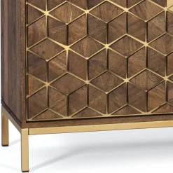 Clearance Wohnen Design Kombi-Kommode in Walnuss Braun und Gold - Feregato
