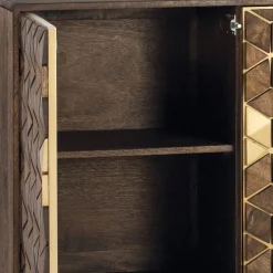 Clearance Wohnen Design Kombi-Kommode in Walnuss Braun und Gold - Feregato