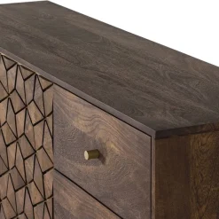 Clearance Wohnen Design Kombi-Kommode in Walnuss Braun und Gold - Feregato