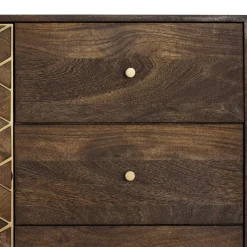 Clearance Wohnen Design Kombi-Kommode in Walnuss Braun und Gold - Feregato