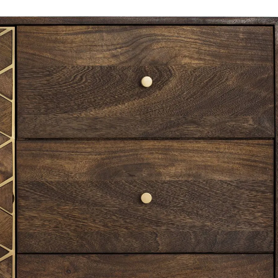 Clearance Wohnen Design Kombi-Kommode in Walnuss Braun und Gold - Feregato