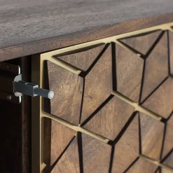 Clearance Wohnen Design Kombi-Kommode in Walnuss Braun und Gold - Feregato