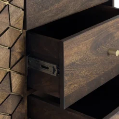 Clearance Wohnen Design Kombi-Kommode in Walnuss Braun und Gold - Feregato