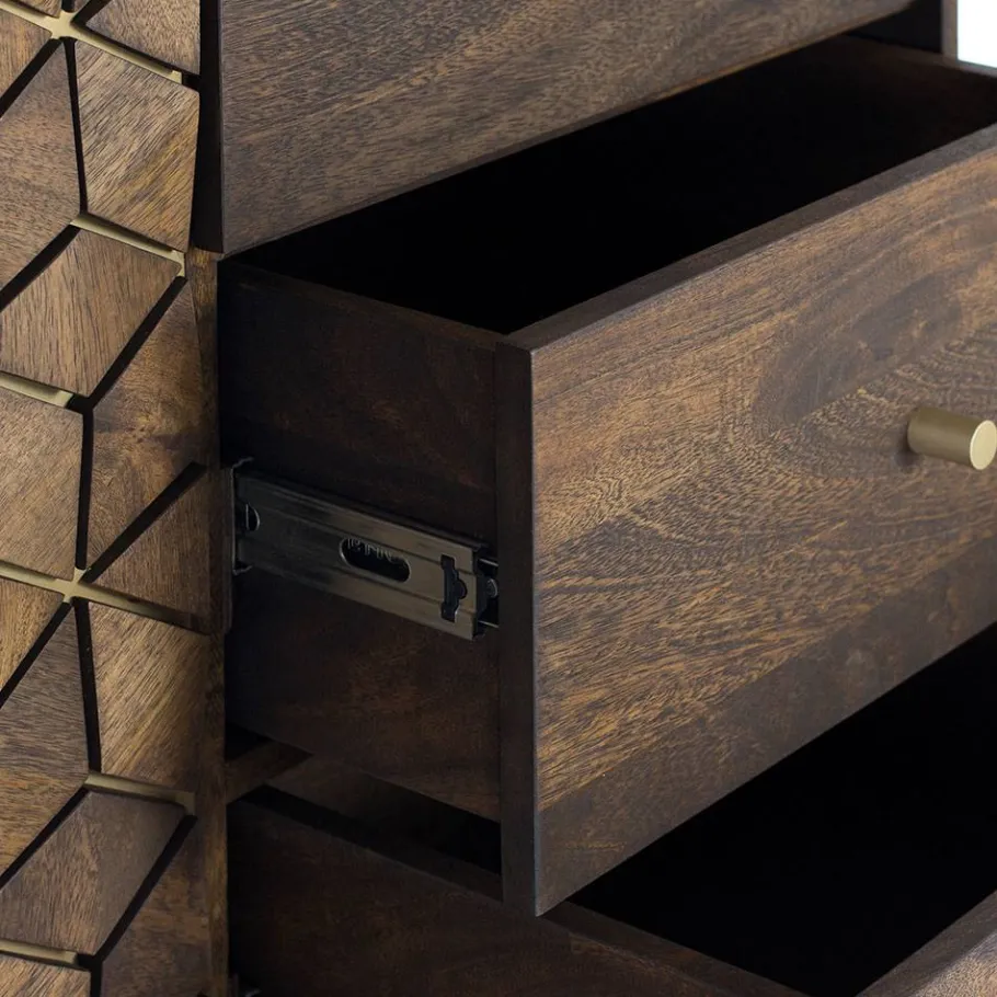 Clearance Wohnen Design Kombi-Kommode in Walnuss Braun und Gold - Feregato