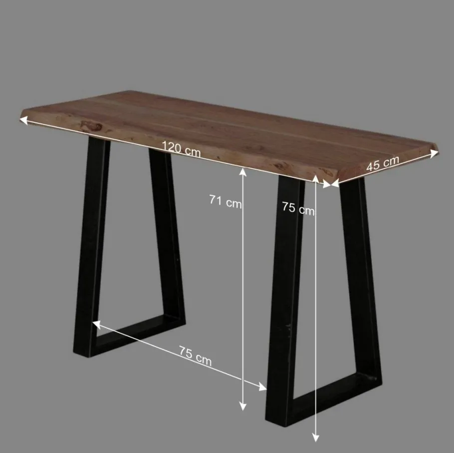 Outlet Wohnen Design Konsole Lussina mit Holzplatte Baumkante Akazie