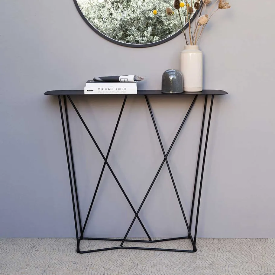 Sale Wohnen Design Konsolentisch aus Stahl in Schwarz - Skadiva