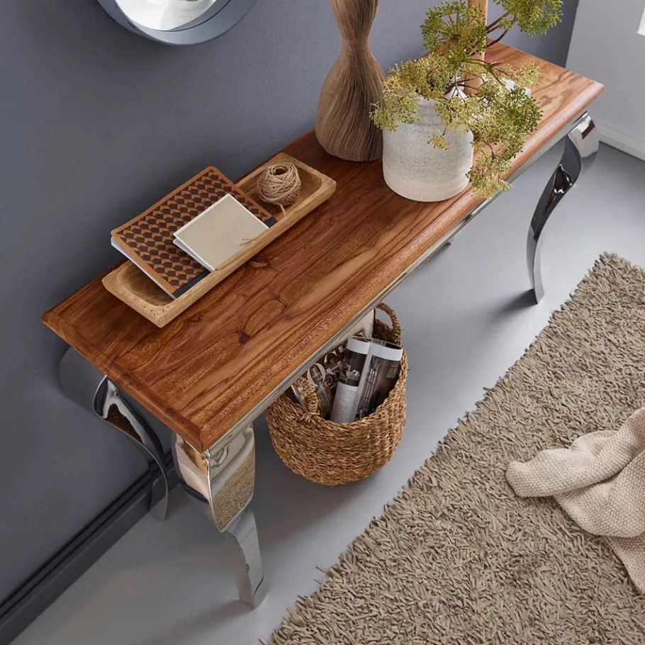 Discount Wohnen Design Konsolentisch mit glänzendem Metallgestell - Jaglyn