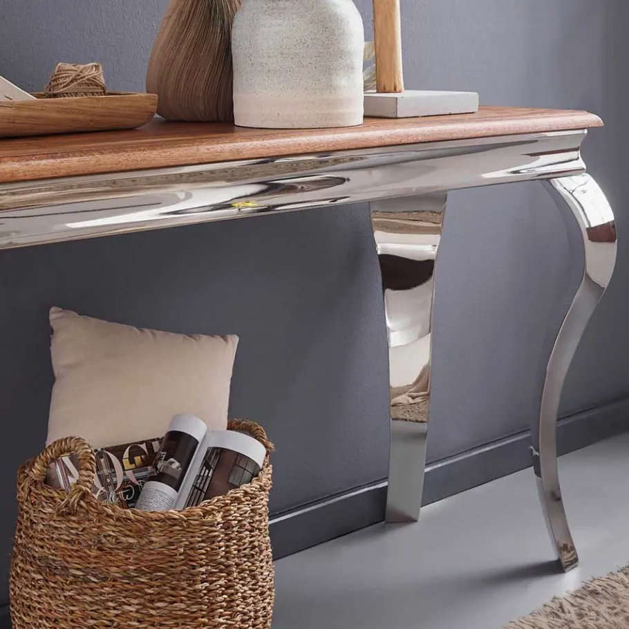 Discount Wohnen Design Konsolentisch mit glänzendem Metallgestell - Jaglyn