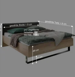 Online Wohnen Design Loft Bett mit Nachttischen - Licruva (dreiteilig)