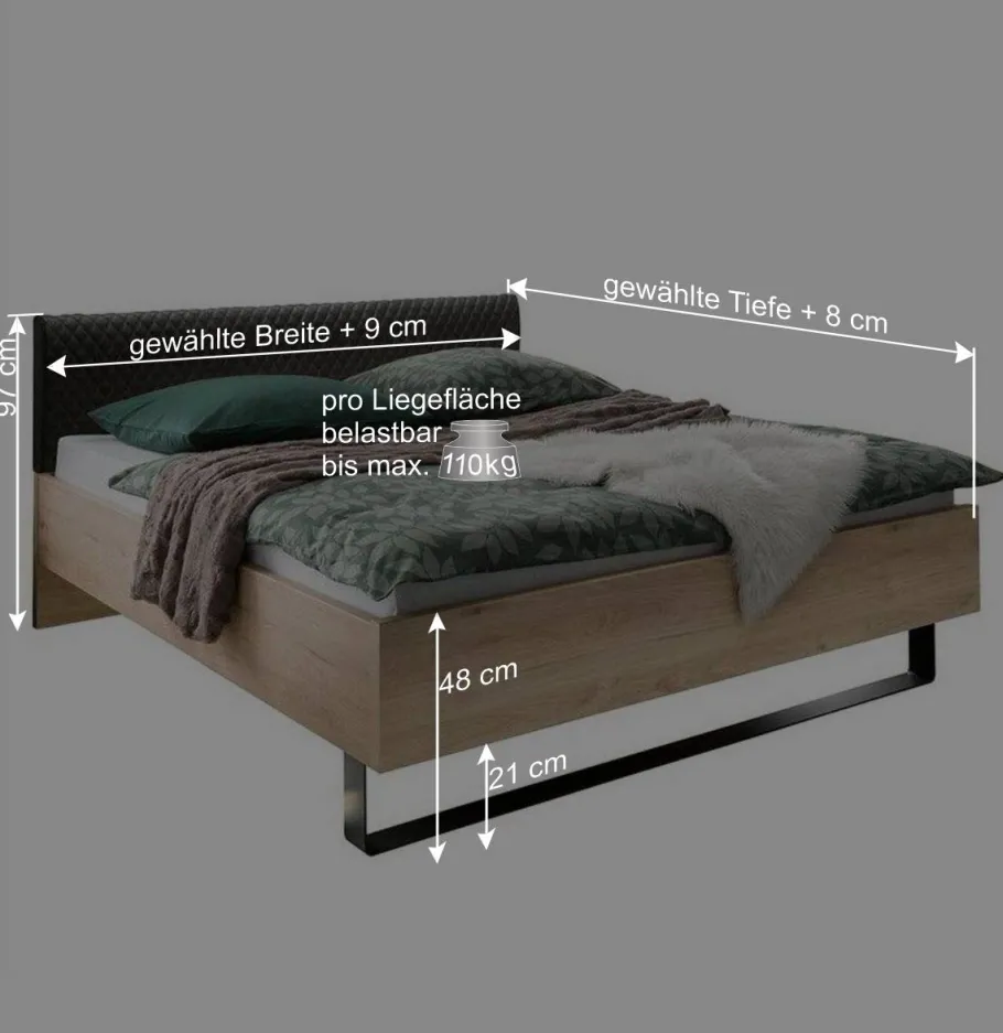 Online Wohnen Design Loft Bett mit Nachttischen - Licruva (dreiteilig)