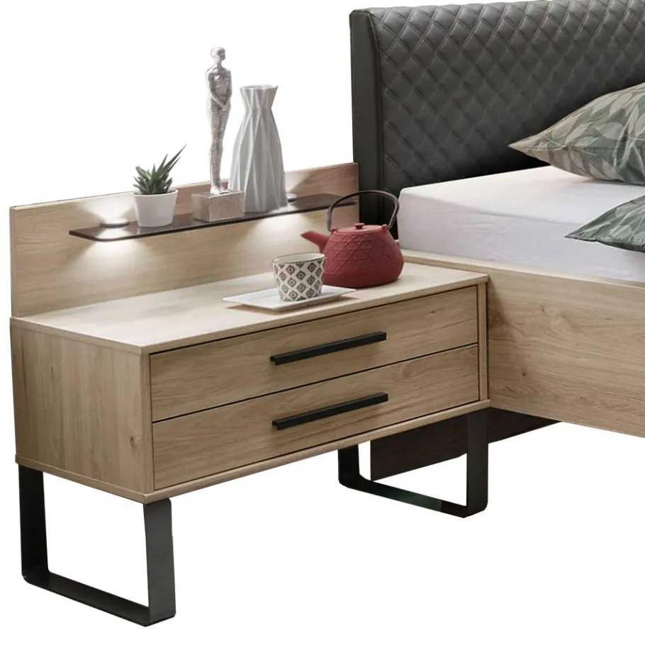 Online Wohnen Design Loft Bett mit Nachttischen - Licruva (dreiteilig)