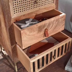 Online Wohnen Design Nachtkommode aus Holz & Rattan - Kanados