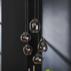 Wohnen Design Pendelleuchte mit Chromglas Schirmen - Ampiano