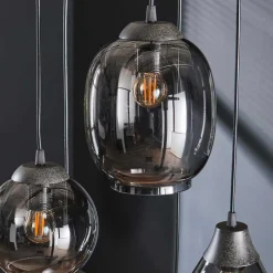 Wohnen Design Pendelleuchte mit Chromglas Schirmen - Ampiano