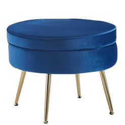 Hot Wohnen Design Polsterhocker in Blau Samtbezug - Dotagon
