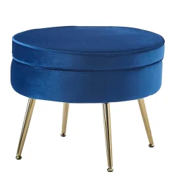 Hot Wohnen Design Polsterhocker in Blau Samtbezug - Dotagon