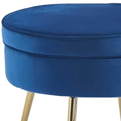 Hot Wohnen Design Polsterhocker in Blau Samtbezug - Dotagon