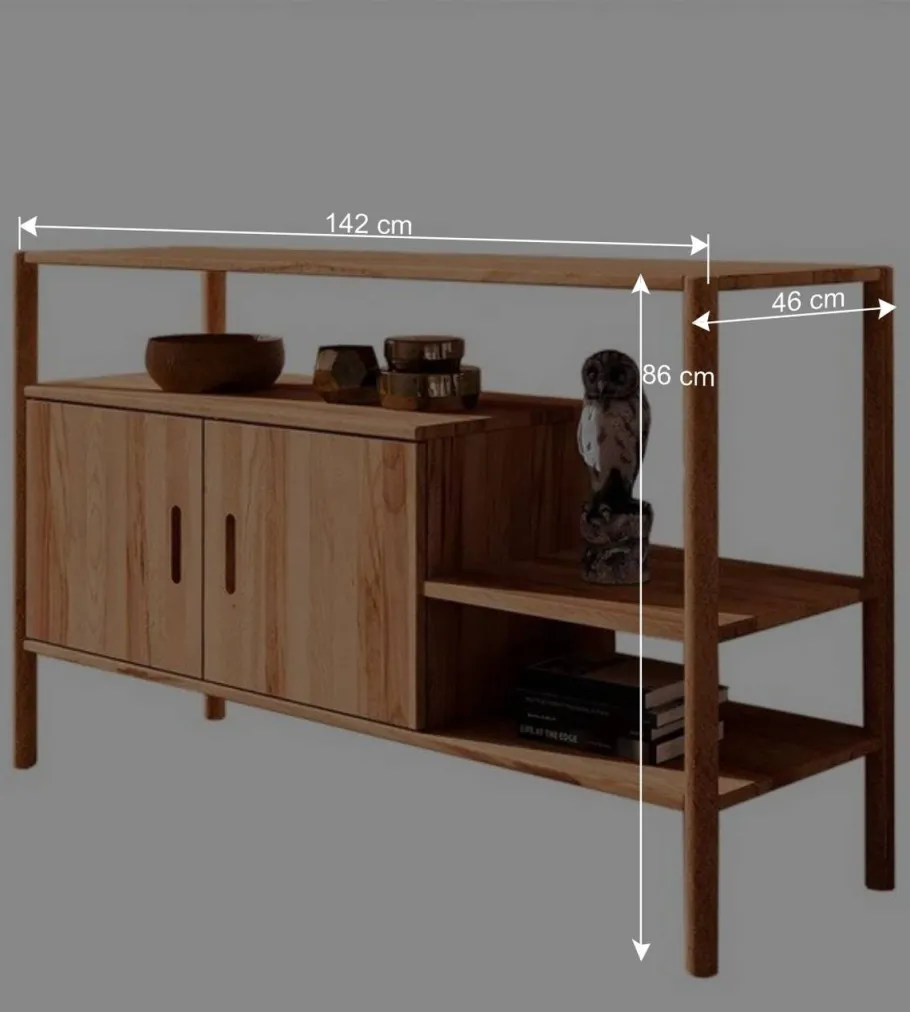 Outlet Wohnen Design Regal mit zwei Fächern & Türen - Indrya