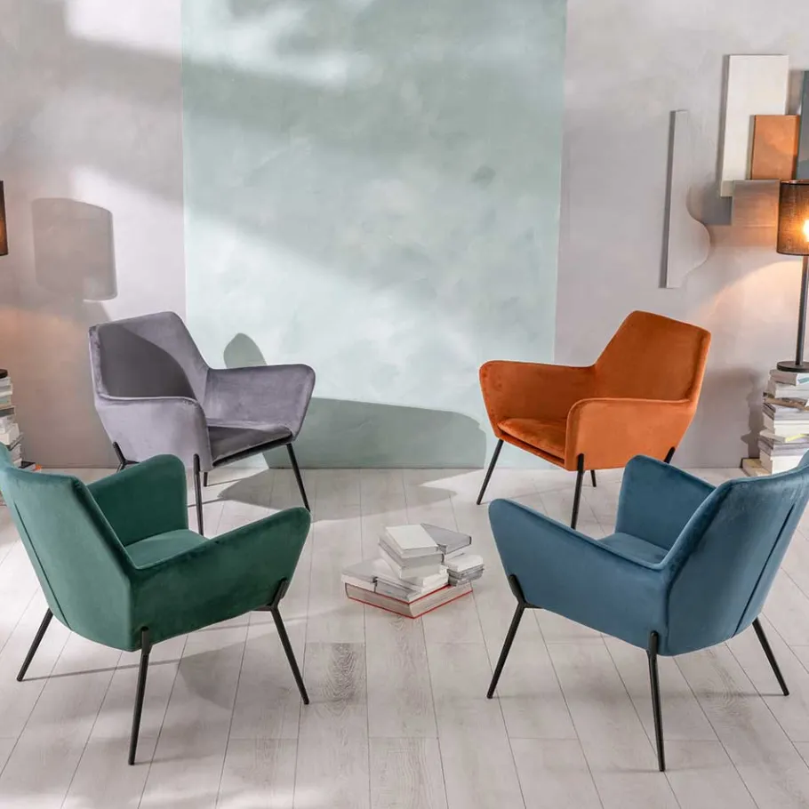 New Wohnen Design Samtsessel in Orange - Ofrael