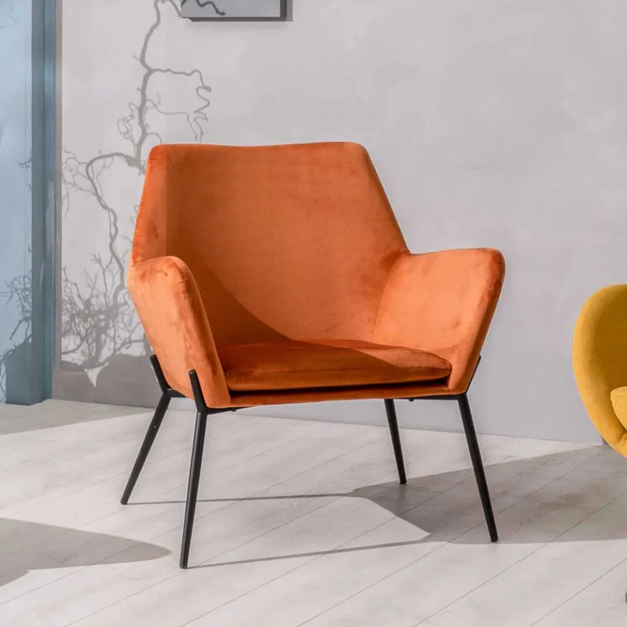 New Wohnen Design Samtsessel in Orange - Ofrael