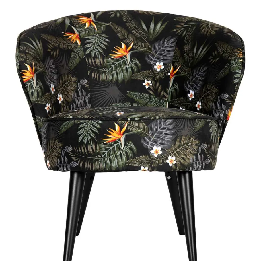 Online Wohnen Design Samtsessel mit Strelitzie Dschungel Print - Ella