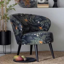 Online Wohnen Design Samtsessel mit Strelitzie Dschungel Print - Ella