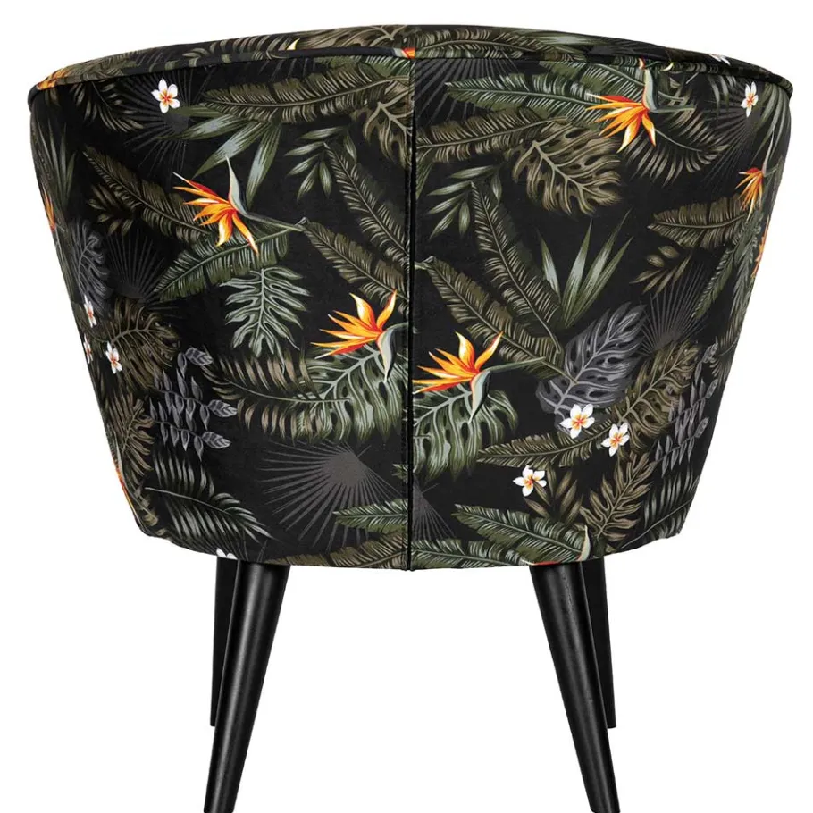 Online Wohnen Design Samtsessel mit Strelitzie Dschungel Print - Ella