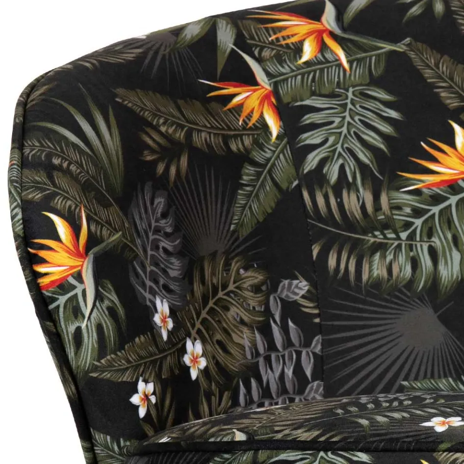 Online Wohnen Design Samtsessel mit Strelitzie Dschungel Print - Ella