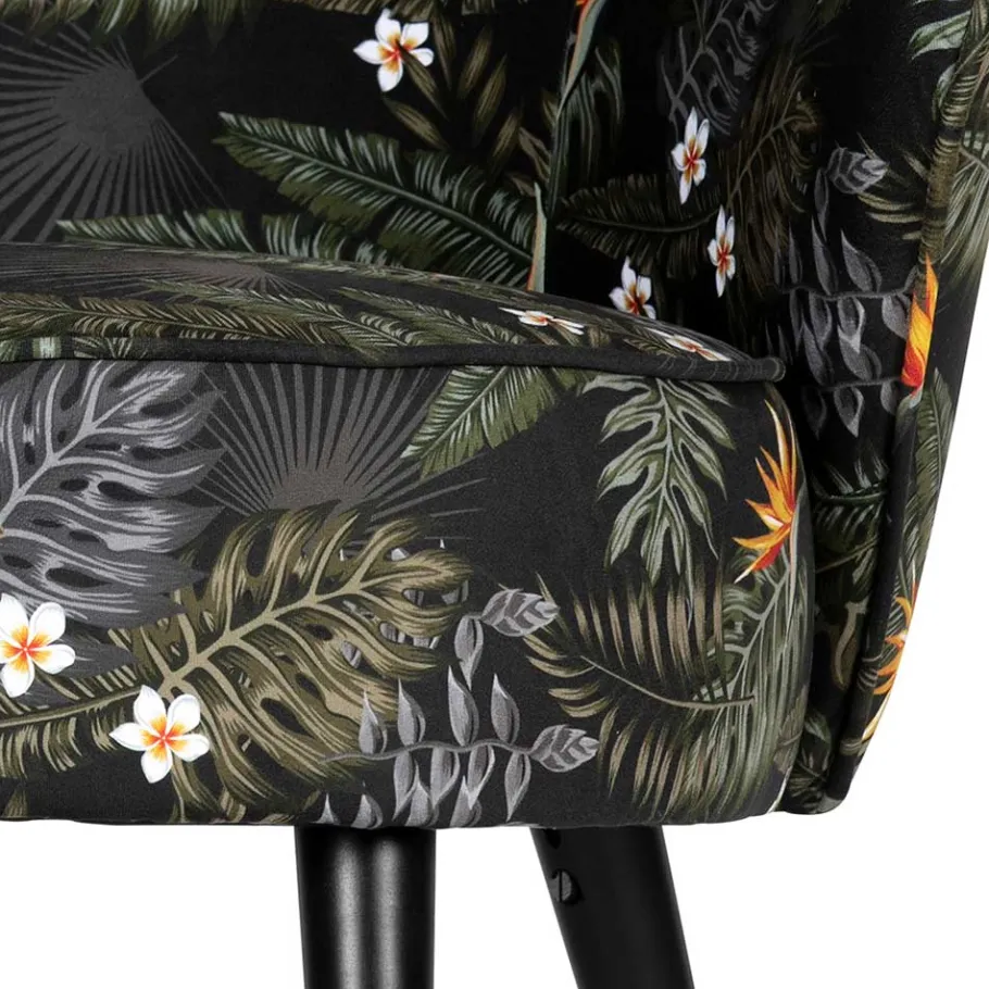 Online Wohnen Design Samtsessel mit Strelitzie Dschungel Print - Ella