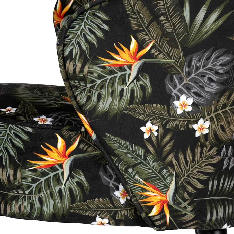 Online Wohnen Design Samtsessel mit Strelitzie Dschungel Print - Ella