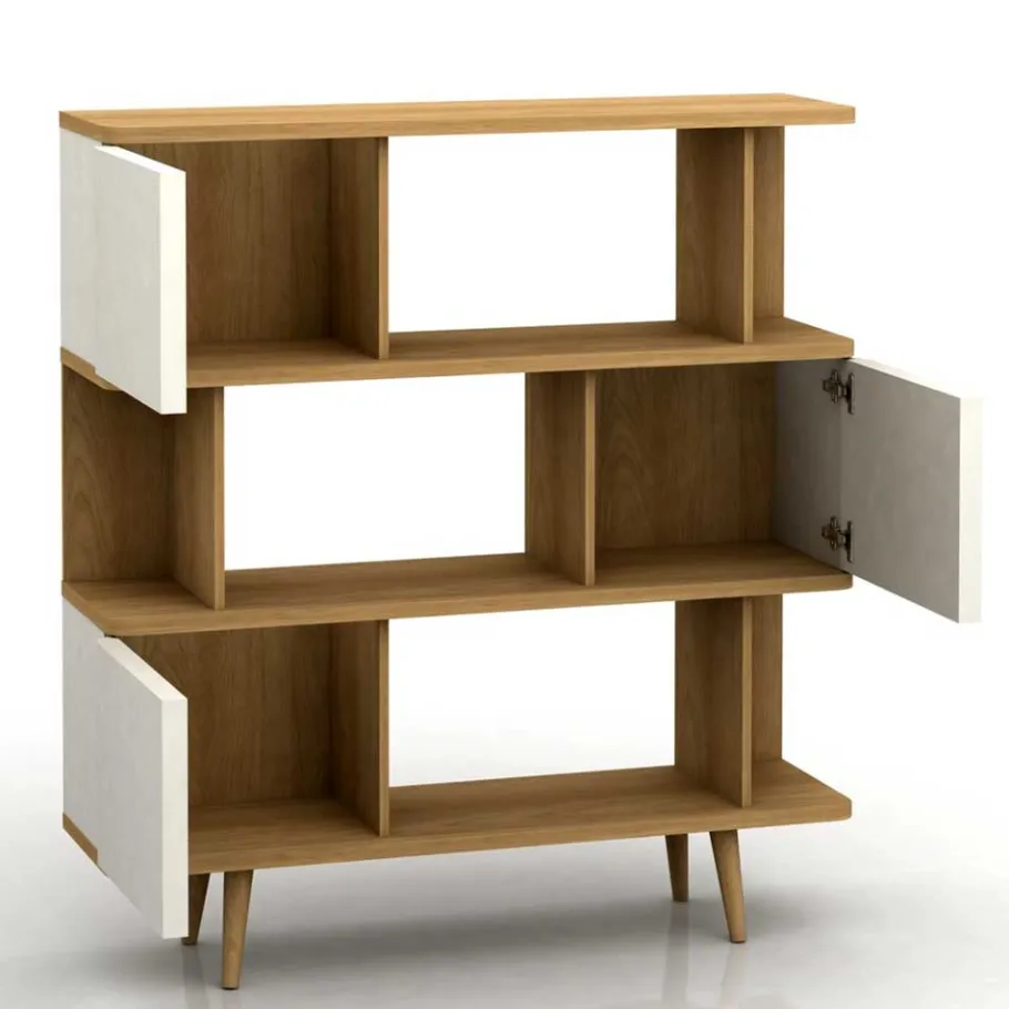 New Wohnen Design Scandi Standregal mit 3 Türen - Jendren I
