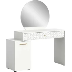 Discount Wohnen Design Schminkkommode mit rundem Spiegel - Ustabo