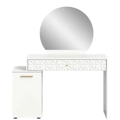 Discount Wohnen Design Schminkkommode mit rundem Spiegel - Ustabo