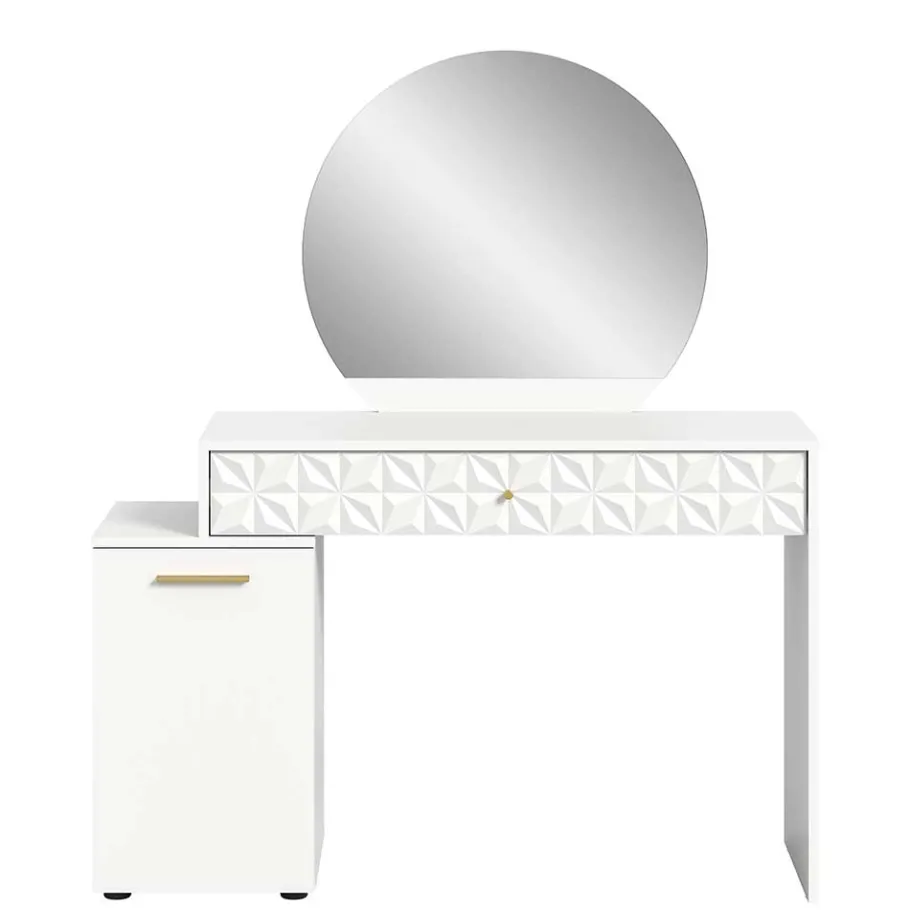 Discount Wohnen Design Schminkkommode mit rundem Spiegel - Ustabo