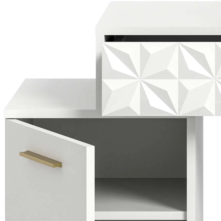 Discount Wohnen Design Schminkkommode mit rundem Spiegel - Ustabo