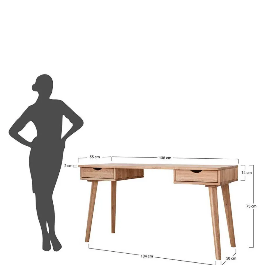 Outlet Wohnen Design Schreibtisch aus Wildeiche Massivholz - Fabijola