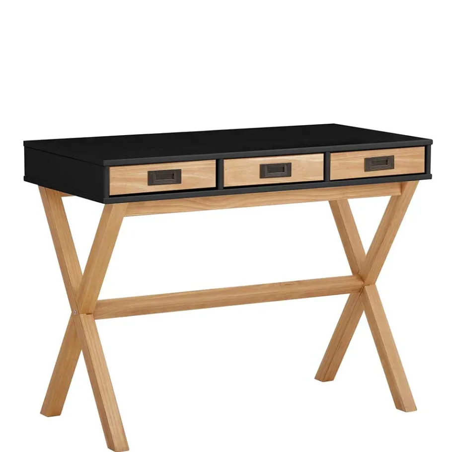 Outlet Wohnen Design Schreibtisch in Schwarz und Kiefer Natur - Adios