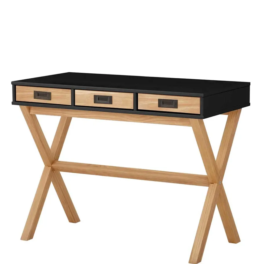 Outlet Wohnen Design Schreibtisch in Schwarz und Kiefer Natur - Adios