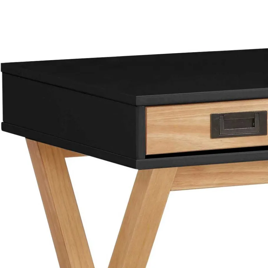 Outlet Wohnen Design Schreibtisch in Schwarz und Kiefer Natur - Adios