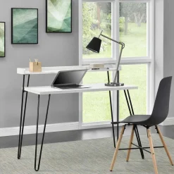 Clearance Wohnen Design Schreibtisch mit Aufsatz in Weiß - Prasido