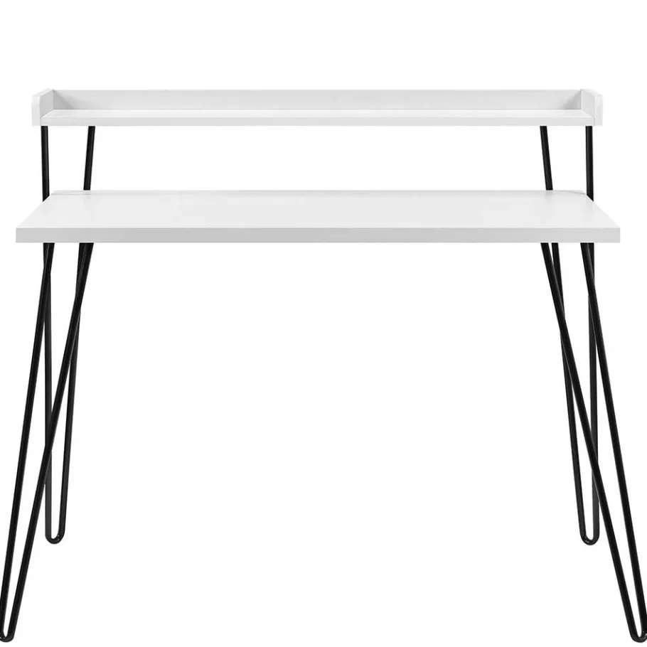 Clearance Wohnen Design Schreibtisch mit Aufsatz in Weiß - Prasido