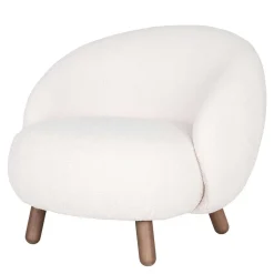 Discount Wohnen Design Sessel in Offwhite Lammfell Stoff - Tirol