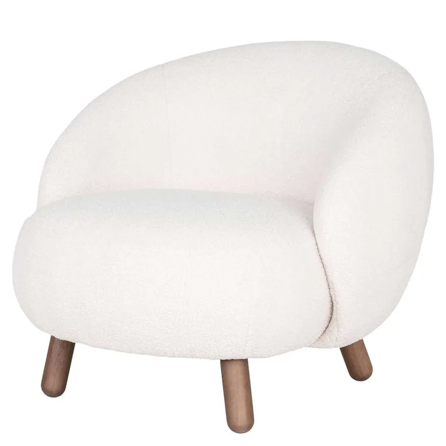 Discount Wohnen Design Sessel in Offwhite Lammfell Stoff - Tirol