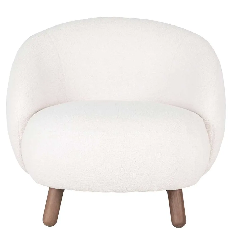 Discount Wohnen Design Sessel in Offwhite Lammfell Stoff - Tirol