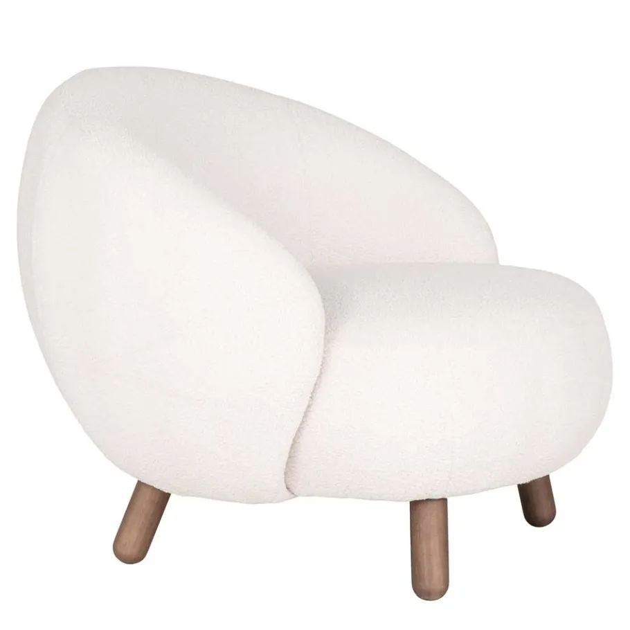 Discount Wohnen Design Sessel in Offwhite Lammfell Stoff - Tirol