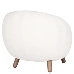 Discount Wohnen Design Sessel in Offwhite Lammfell Stoff - Tirol