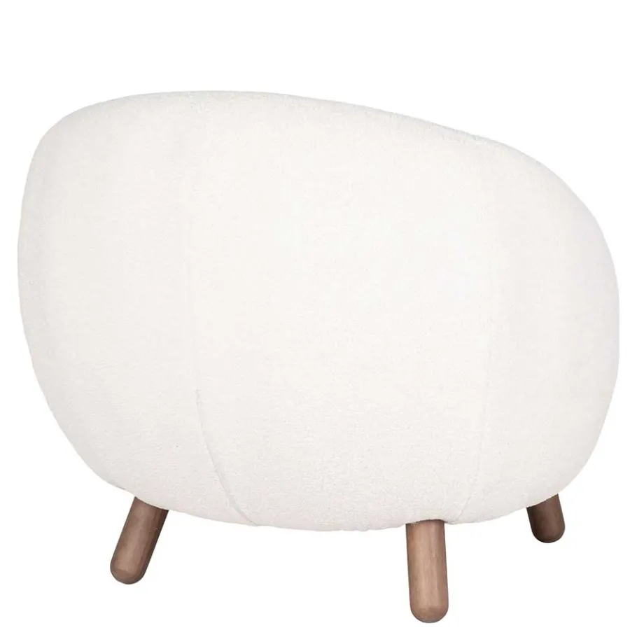 Discount Wohnen Design Sessel in Offwhite Lammfell Stoff - Tirol