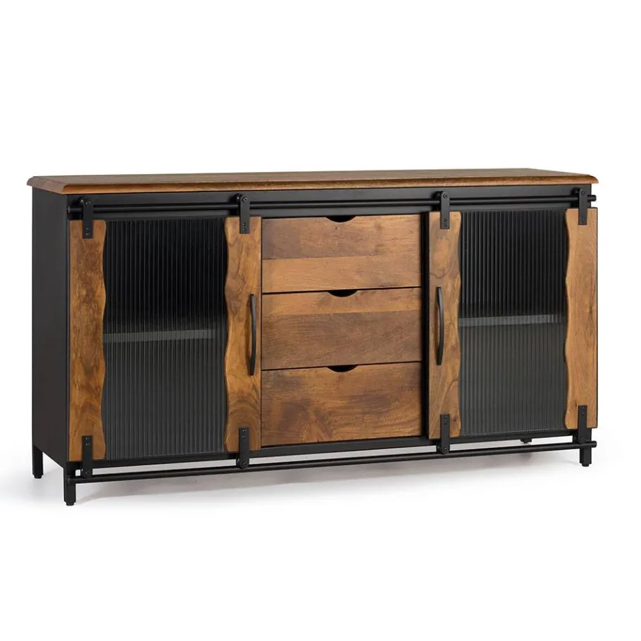 Sale Wohnen Design Sideboard aus Mangoholz und Metall - Aglia
